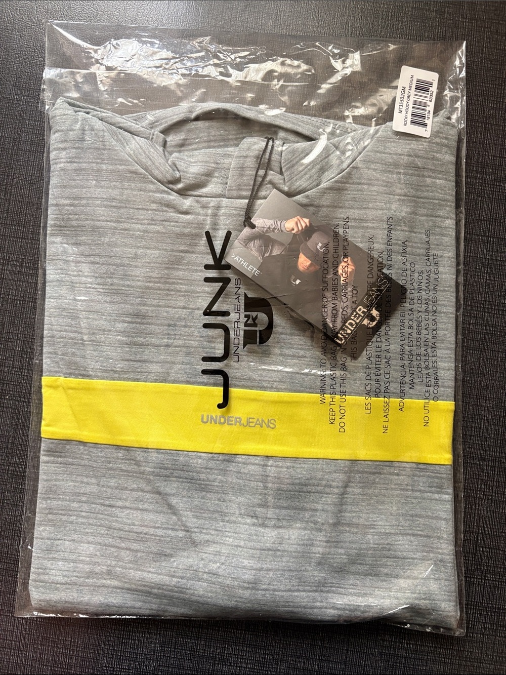 Men's Gray Heather Pullover Hoodie with Yellow Accent
